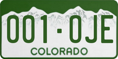 CO license plate 001OJE