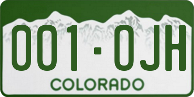 CO license plate 001OJH