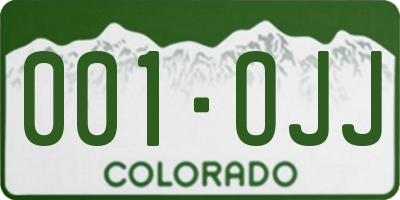 CO license plate 001OJJ