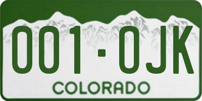 CO license plate 001OJK