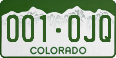 CO license plate 001OJQ