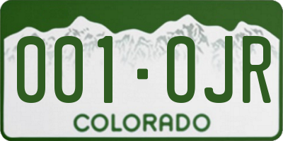 CO license plate 001OJR