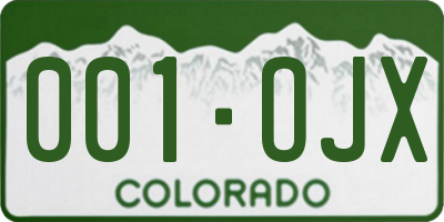 CO license plate 001OJX