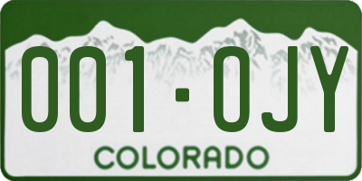 CO license plate 001OJY