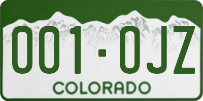 CO license plate 001OJZ