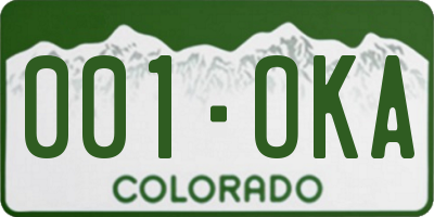 CO license plate 001OKA