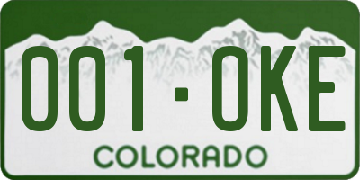 CO license plate 001OKE