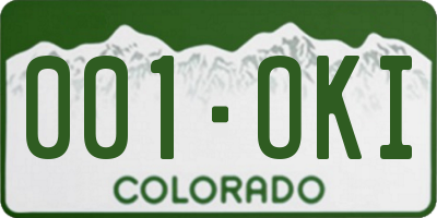 CO license plate 001OKI