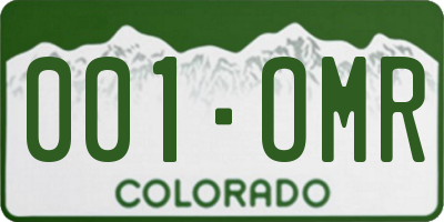 CO license plate 001OMR