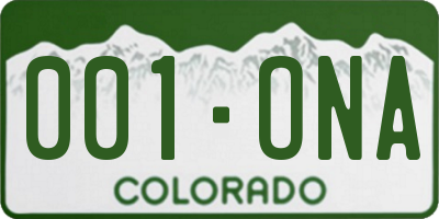 CO license plate 001ONA