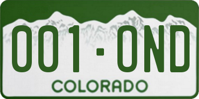 CO license plate 001OND