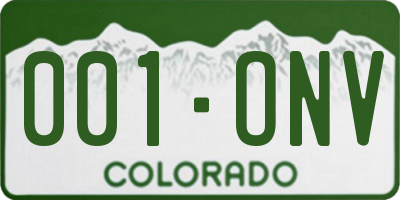 CO license plate 001ONV