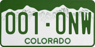 CO license plate 001ONW