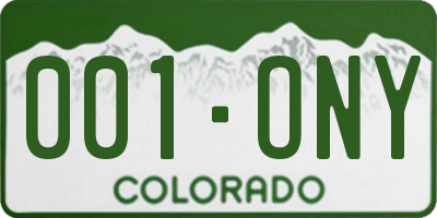 CO license plate 001ONY