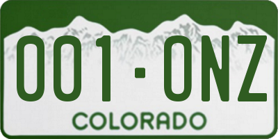 CO license plate 001ONZ