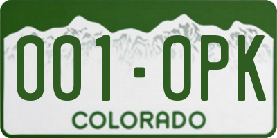 CO license plate 001OPK