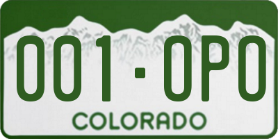 CO license plate 001OPO