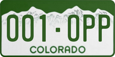 CO license plate 001OPP