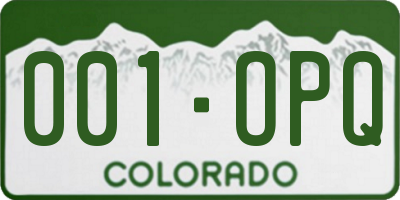 CO license plate 001OPQ