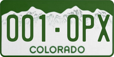 CO license plate 001OPX