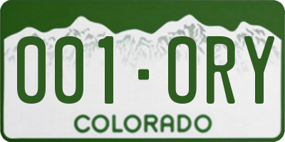 CO license plate 001ORY