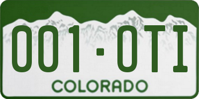 CO license plate 001OTI