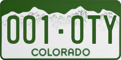 CO license plate 001OTY