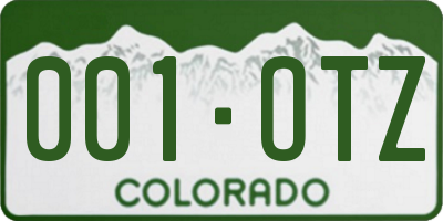 CO license plate 001OTZ