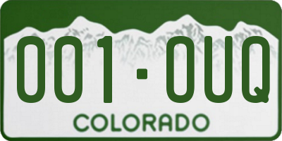 CO license plate 001OUQ