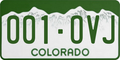 CO license plate 001OVJ