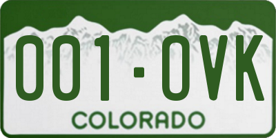 CO license plate 001OVK