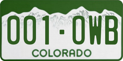 CO license plate 001OWB