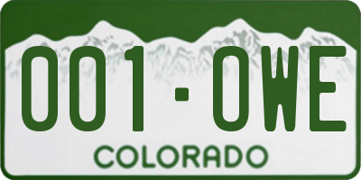 CO license plate 001OWE