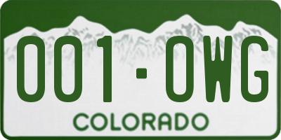 CO license plate 001OWG