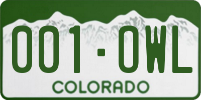 CO license plate 001OWL