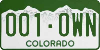 CO license plate 001OWN