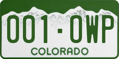 CO license plate 001OWP