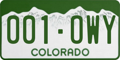 CO license plate 001OWY