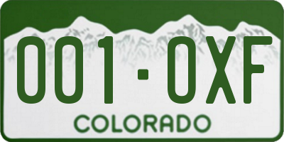 CO license plate 001OXF