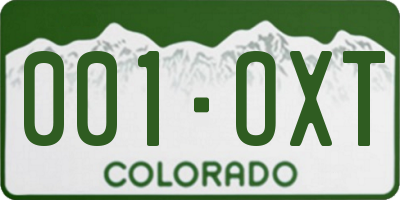 CO license plate 001OXT