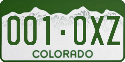 CO license plate 001OXZ