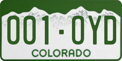 CO license plate 001OYD