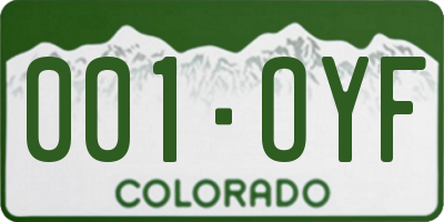 CO license plate 001OYF