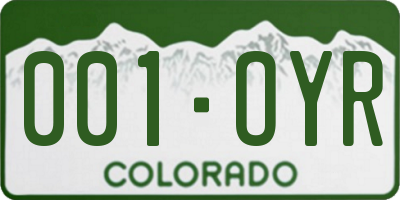 CO license plate 001OYR