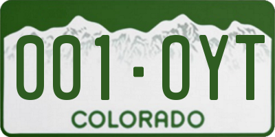 CO license plate 001OYT