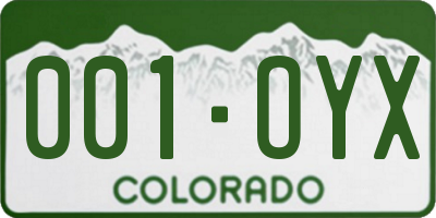 CO license plate 001OYX