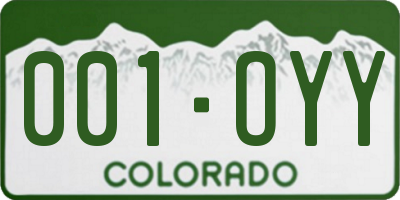 CO license plate 001OYY