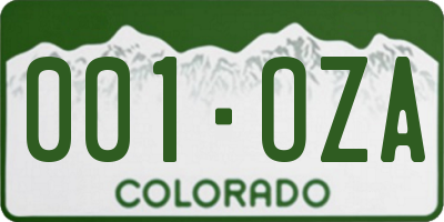 CO license plate 001OZA