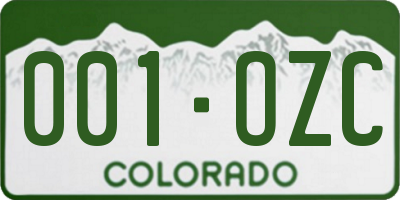 CO license plate 001OZC