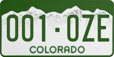 CO license plate 001OZE